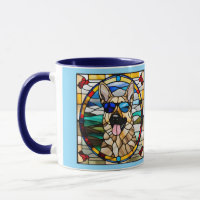 Lustiger Deutscher Schäferhund Buntglas Kaffeebech