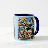 Lustiger Deutscher Schäferhund Buntglas Kaffeebech Tasse (VorderseiteRechts)