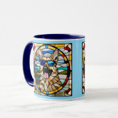 Lustiger Deutscher Schäferhund Buntglas Kaffeebech Tasse (Vorderseite Links)