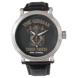 Lustiger deutscher Schäferhund-Cowboy-Deutscher-Sc Armbanduhr