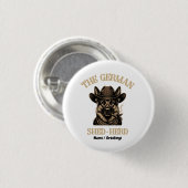 Lustiger deutscher Schäferhund-Cowboy-Deutscher Sh Button (Vorne & Hinten)