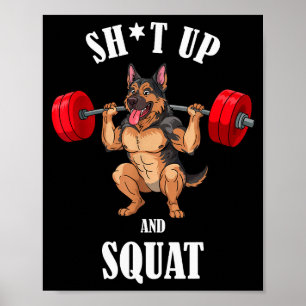 Lustiger Deutscher Schäferhund Fitness Kniebeugen Poster