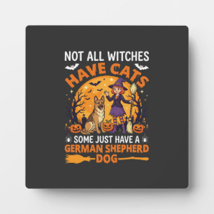 Lustiger Deutscher Schäferhund Halloween Hexe Hund Fotoplatte