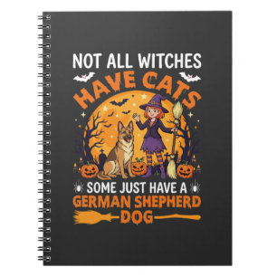 Lustiger Deutscher Schäferhund Halloween Hexe Hund Notizblock