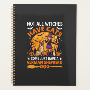 Lustiger Deutscher Schäferhund Halloween Hexe Hund Planer