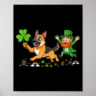 Lustiger Deutscher Schäferhund Kleeblatt St. Patri Poster