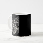 Lustiger Deutscher Schäferhund-Meme, der Zigarette Kaffeetasse (Vorderseite Links)