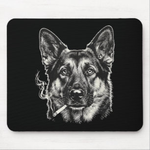 Lustiger Deutscher Schäferhund-Meme, der Zigarette Mousepad
