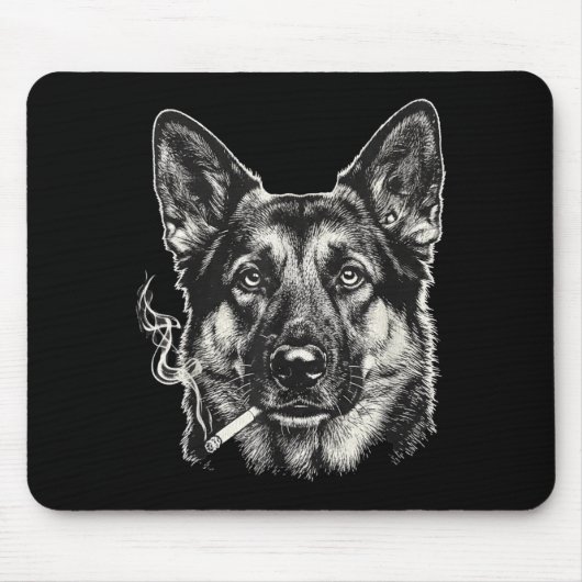 Lustiger Deutscher Schäferhund-Meme, der Zigarette Mousepad (Vorne)