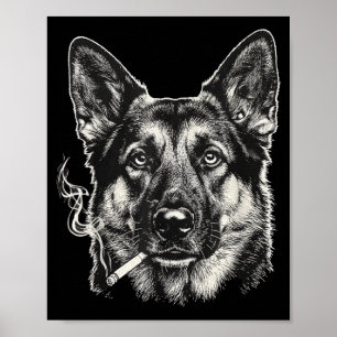 Lustiger Deutscher Schäferhund-Meme, der Zigarette Poster