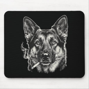 Lustiger Deutscher Schäferhund-Meme Hund raucht Zi Mousepad