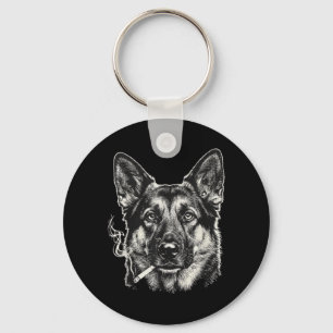Lustiger Deutscher Schäferhund-Meme Hund raucht Zi Schlüsselanhänger
