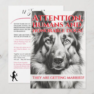 Lustiger Deutscher Schäferhund moderiert Hochzeit Feiertagskarte