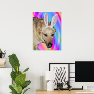 Lustiger deutscher Schäferhund & Osterhasenohren Poster