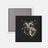 Lustiger Deutscher Schäferhund raucht Zigarette Magnet (Vorderseite/Rückseite)