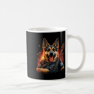 Lustiger Deutscher Schäferhund Rock And Roll Gitar Kaffeetasse