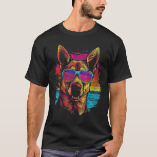 Lustiger Deutscher Schäferhund Sommerferien Tropis T-Shirt
