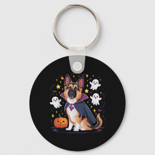 Lustiger Deutscher Schäferhund-Welpe Halloween-Gei Schlüsselanhänger