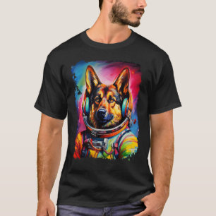 Lustiger Deutscher Schäferhund Weltraum T-Shirt
