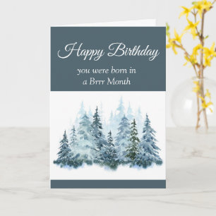 Lustiger Dezember Geburtstag Wald Winter Bäume Karte