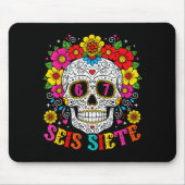 Lustiger Dia De Los Muertos Zucker-Schädel Seis Si Mousepad (Vorne)