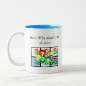 Lustiger Dialog zwischen Chef und Zweifarbige Tasse (Links)