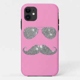 Lustiger Diamant-Schnurrbart mit Brille iPhone 11 Hülle