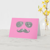 Lustiger Diamant-Schnurrbart mit Brille Karte (Gelbe Blume)