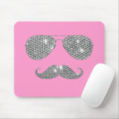 Lustiger Diamant-Schnurrbart mit Brille Mousepad (Mit Mouse)