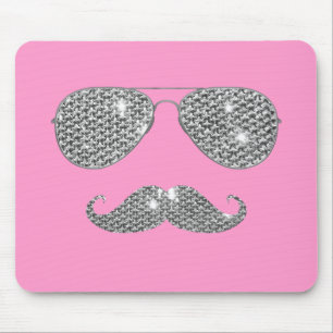 Lustiger Diamant-Schnurrbart mit Brille Mousepad