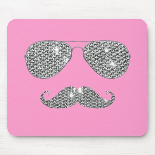 Lustiger Diamant-Schnurrbart mit Brille Mousepad (Vorne)