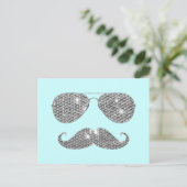 Lustiger Diamant-Schnurrbart mit Brille Postkarte (Stehend Vorderseite)