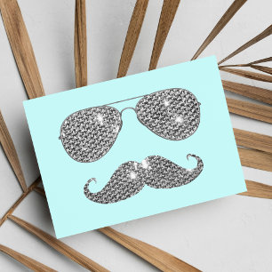 Lustiger Diamant-Schnurrbart mit Brille Postkarte