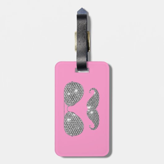 Lustiger Diamant-Schnurrbart mit Gläsern Gepäckanhänger (Rückseite vertikal)