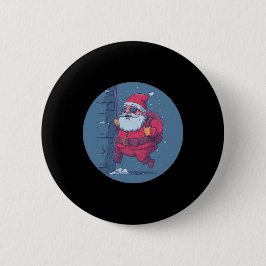 Lustiger dicker Weihnachtsmann an der Wand für Kle Button (Vorderseite)