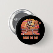 Lustiger Dink oder stirb Pickleball Skelett Retro  Button (Vorne & Hinten)