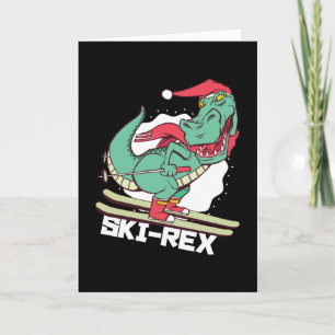 Lustiger Dino Ski Rex Skifahren Weihnachtsgeschenk Karte