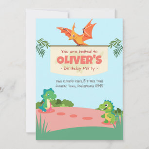 Lustiger Dino-Spielplatz-Geburtstag Einladung