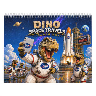 Lustiger Dinosaurier-Astronaut 2027 Wandkalender