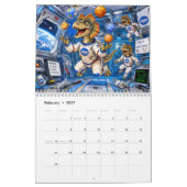 Lustiger Dinosaurier-Astronaut 2027 Wandkalender (Feb 2027)