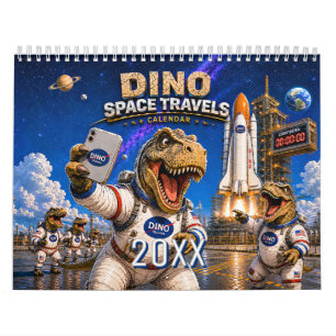 Lustiger Dinosaurier-Astronaut-Wandkalender Kalender