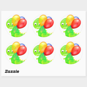 Lustiger Dinosaurier Ballon Runder Aufkleber