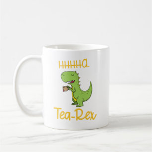 Lustiger Dinosaurier, der Tee trinkt, Rex Tyrannos Kaffeetasse