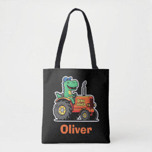 Lustiger Dinosaurier fährt Traktor Dino Power Tasche