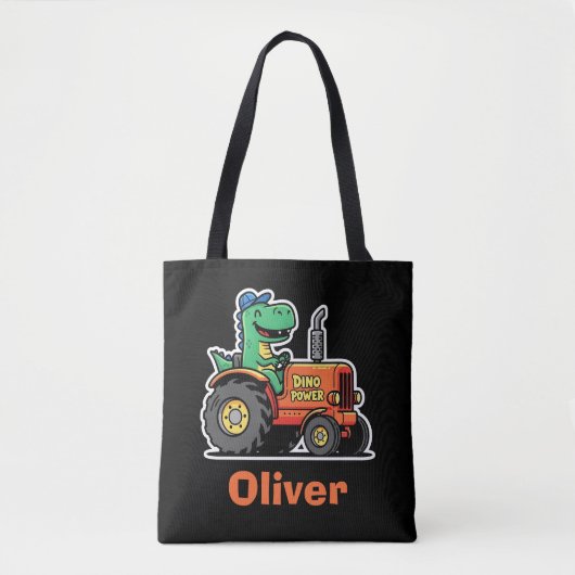 Lustiger Dinosaurier fährt Traktor Dino Power Tasche (Vorderseite)