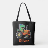 Lustiger Dinosaurier fährt Traktor Dino Power Tasche (Rückseite)