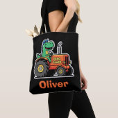 Lustiger Dinosaurier fährt Traktor Dino Power Tasche (Von Nahem)