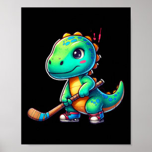 Lustiger Dinosaurier Feldhockeyspieler Cooles Team Poster