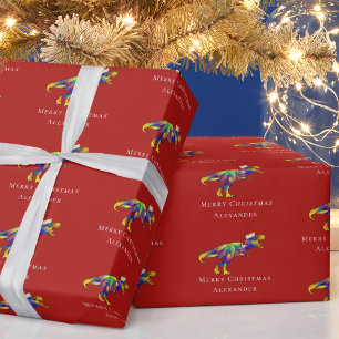 Lustiger Dinosaurier Frohe Weihnachten Personalisi Geschenkpapier