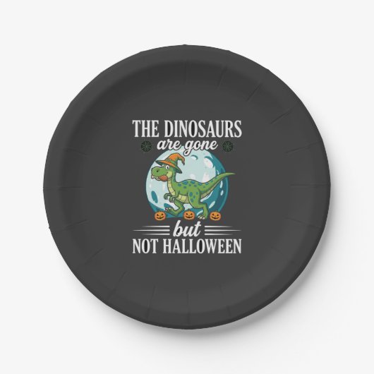 Lustiger Dinosaurier Halloween Hexe Grafik Pappteller (Vorderseite)